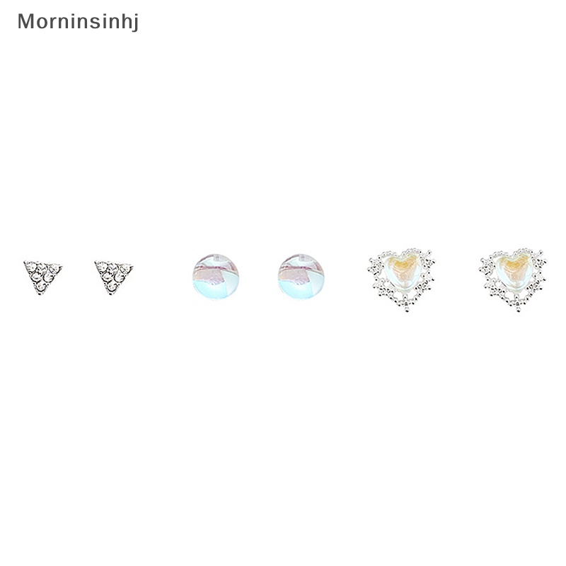 Mornin 6Pcs/Set Kepribadian Hati Kristal Temperamen Anting Fashion Ear Stud All-match Aksesoris Telinga Untuk Wanita Perhiasan Hadiah id