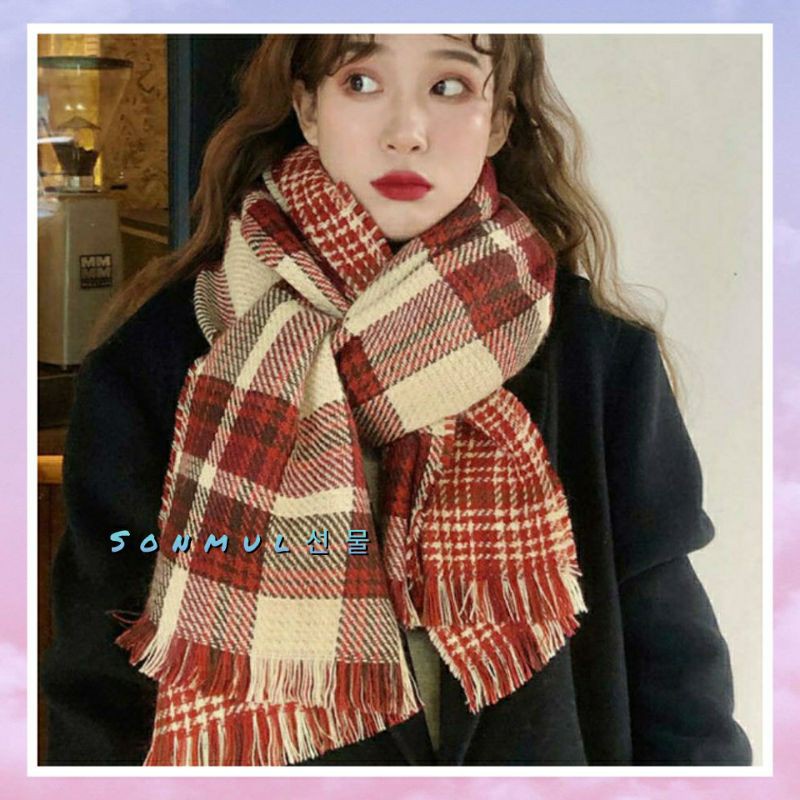 IMPORT PLAID CHECKED WINTER AUTUMN LONG SCARF SHAWL SYAL PANJANG MUSIM DINGIN WANITA PRIA