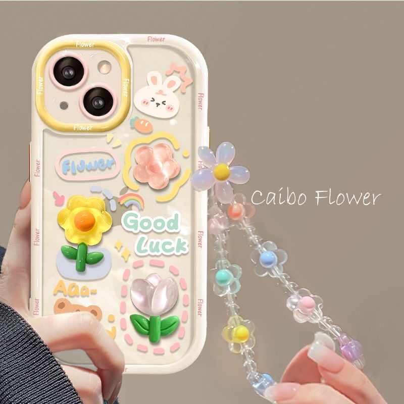 Stereoscopic Doll Puff Crystal Flower Frog Silicone SoftCase IPhone XR XS Max 11 12 13 14 Pro Max 14 Plus Girl Woman's Fashion Pretty Cute Phone Case