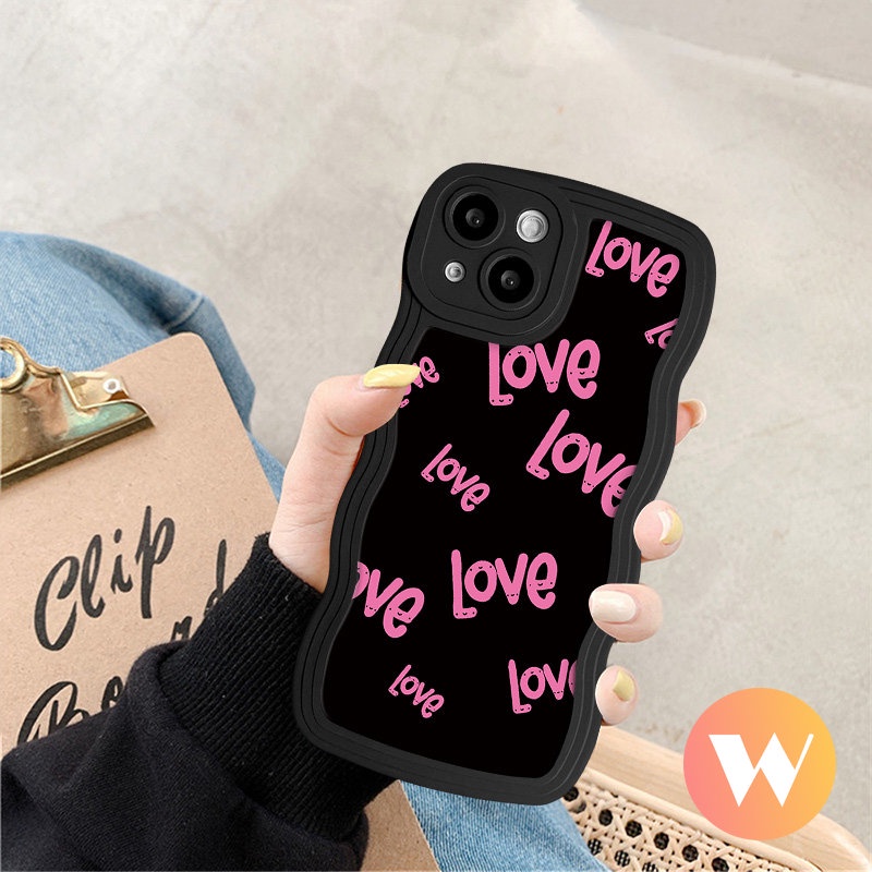 Case Untuk Redmi 9T 10A 12C A1 9 10C 9C 10 A1+ A2+9A Note8 11 11s 10s 9s 9 10 Pro POCO M3 X3 NFC Pro Mi 11T Pro Simple Kata Inggris Motif Love Tepi Bergelombang Lembut Sarung