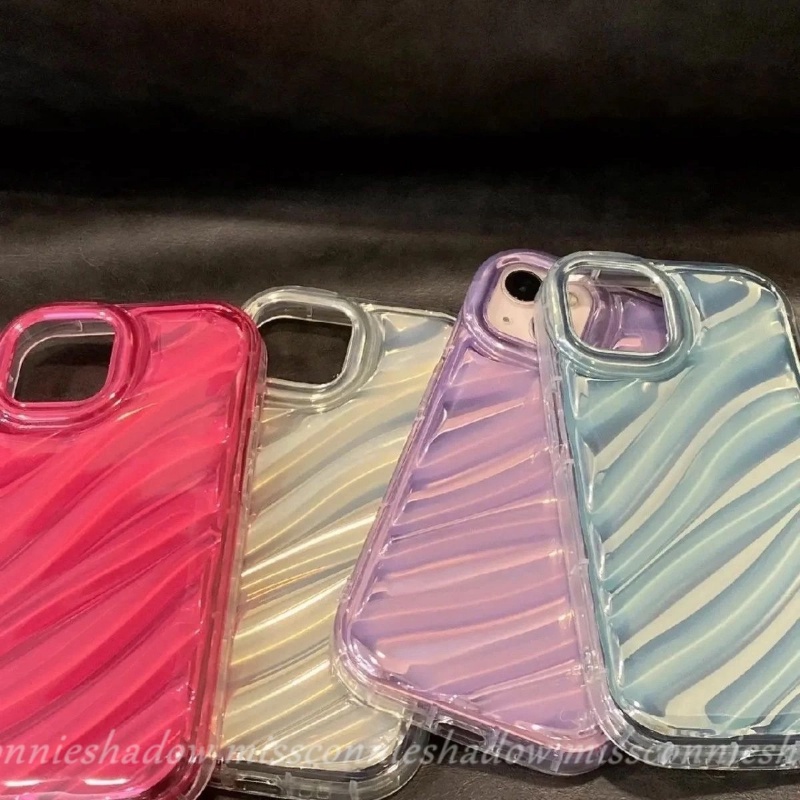 Casing Penutup Belakang 3D Bergelombang Melengkung Shockproof Kompatibel Untuk IPhone XR 6 6S 78 Plus 14 11 13 12 Pro MAX X XS MAX 7Plus 8Plus SE 2020mewah Ins Dazzle Warna Soft Tpu