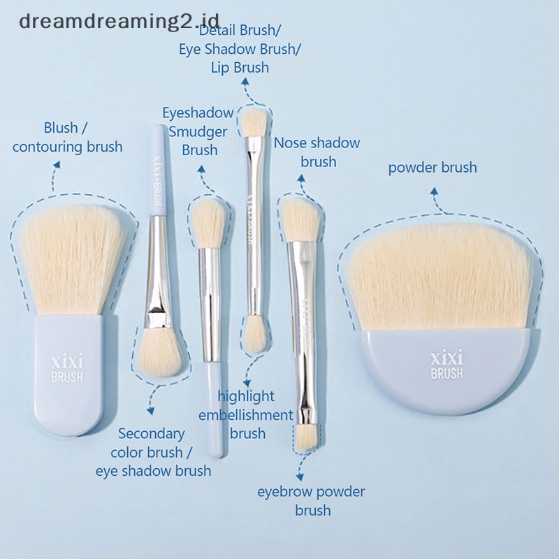 (drea) 6pcs Set Kuas Makeup Wanita Mini Travel Portable Brush Concealer Lembut Dengan Kotak //