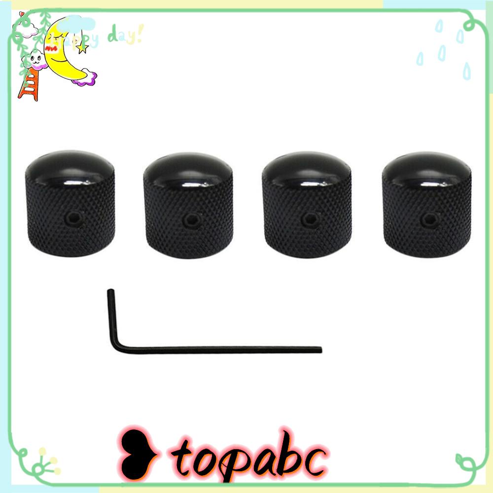 TOP 4pcs Knob Pengatur Nada Kunci Hitam Knob Kubah Metal