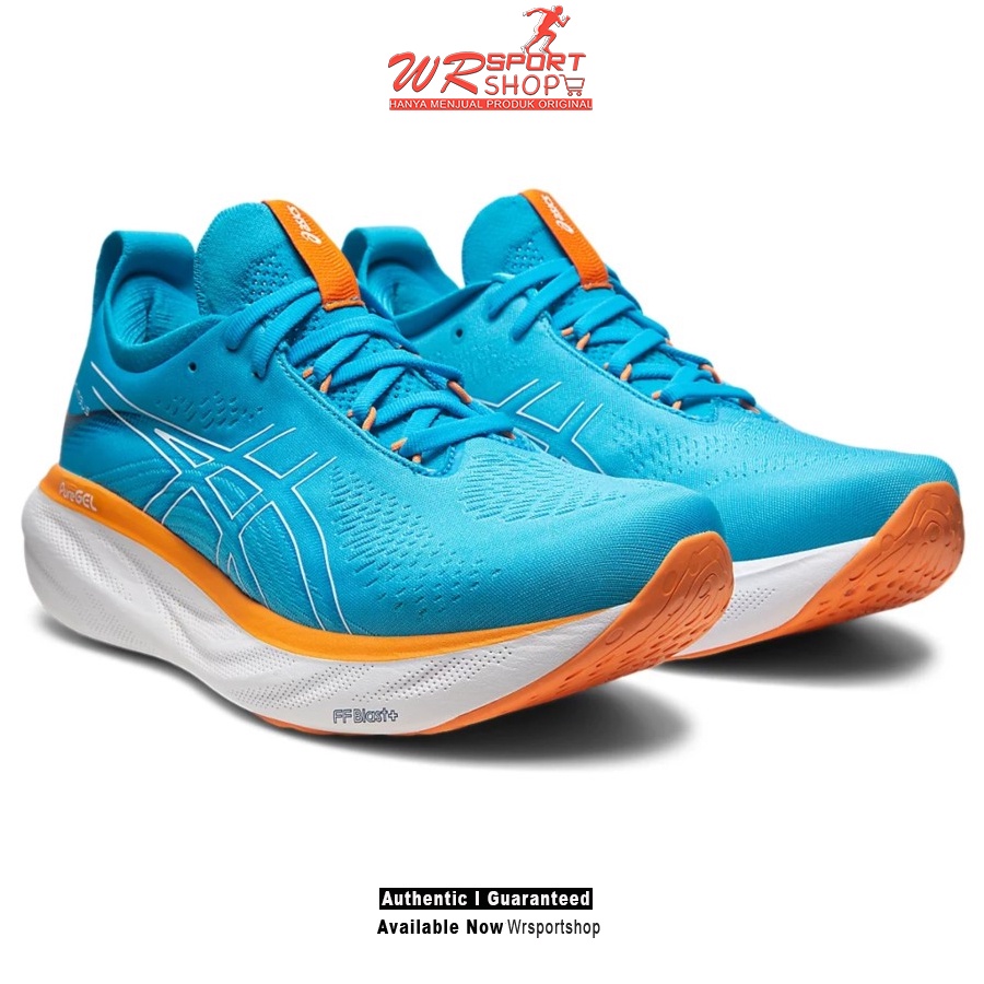 Sepatu Lari Pria Asics GEL-NIMBUS 25 Island Blue Sun Peach ORIGINAL