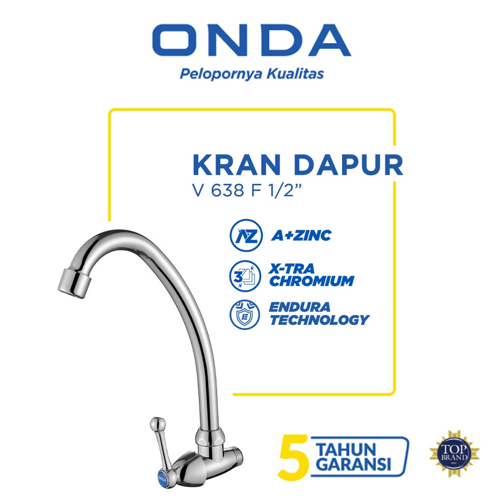 ONDA Kran Dapur Cuci Piring Angsa Tembok  V 638 1/2"