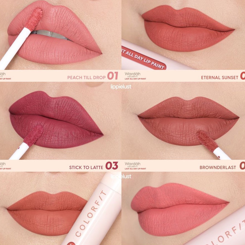 { BB } Wardah lipstik Colorfit Last All Day Lip Paint 4.2 g - Lip Cream - 01 P Till Drop