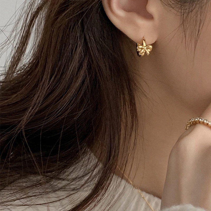 Anting Anting Fashion Dan Serbaguna Gaya Busur Baru Korea