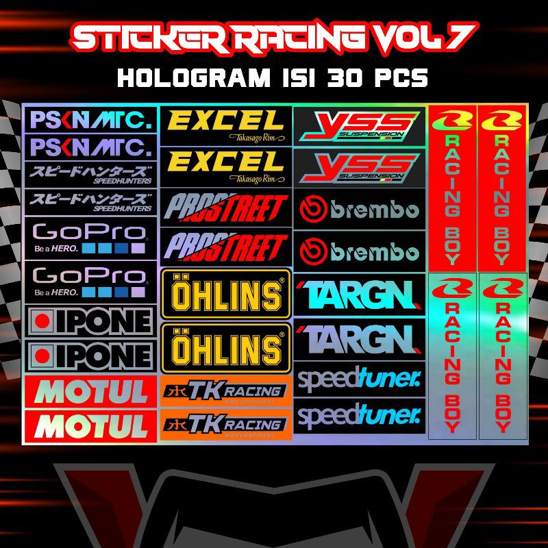 Sticker Racing Pack Stiker Racing Sponsor Stiker Helm Stiker Motor Aesthetic Sticker Motor Stiker Vi