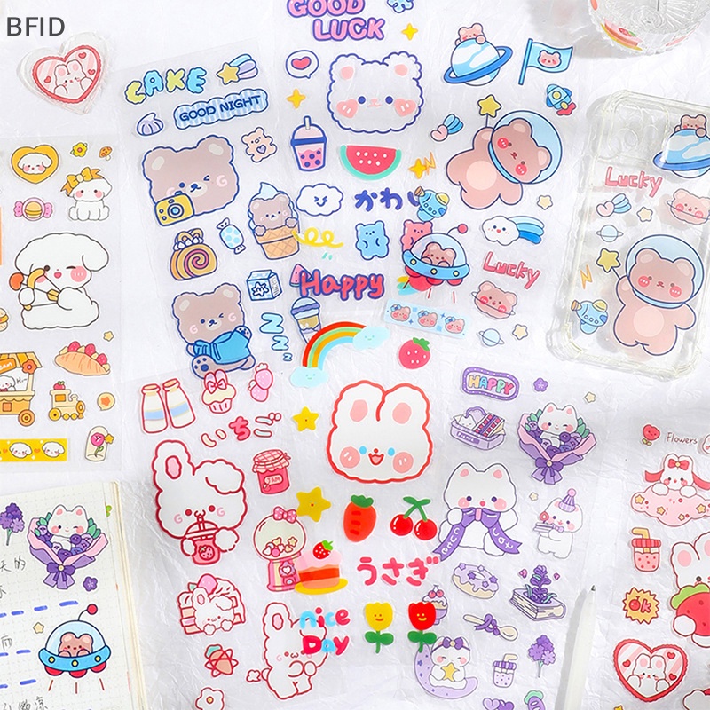 [BFID] 5lembar Kawaii Lucu Stiker Kartun Hewan Jurnal Stiker Tanpa Jejak Tahan Air Stiker Hias DIY Alat Tulis Perlengkapan Seni [ID]