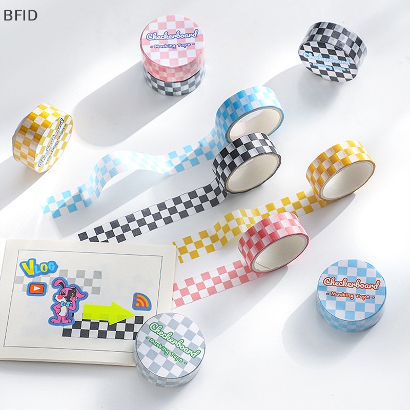 [BFID] 1roll Checkerboard Washi Tape Untuk DIY Jurnal Scrapbooking Diary Planners Perlengkapan Kerajinan Tangan [ID]