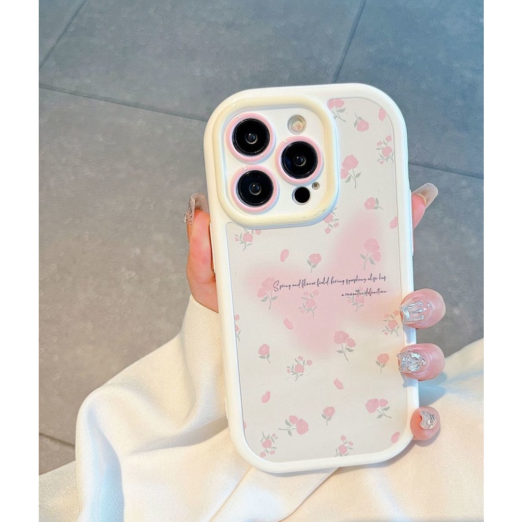 IPHONE Casing Ponsel Desain Bunga Fragmentasi Kecil Spring Pink Kompatibel Dengan Iphone12 13 14 11 Pro Max X Xs Max Xr Gfdcv