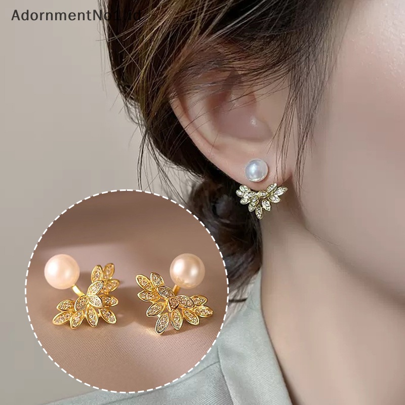 [AdornmentNo1] Kristal mutiara bunga Drop anting untuk wanita Fashion perhiasan berlian imitasi anting hadiah