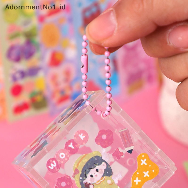 [AdornmentNo1] 3d kubus transparan akrilik gantungan kunci liontin DIY kreatif kunci cincin tas Ch liontin Lanyard aksesoris untuk hadiah siswa