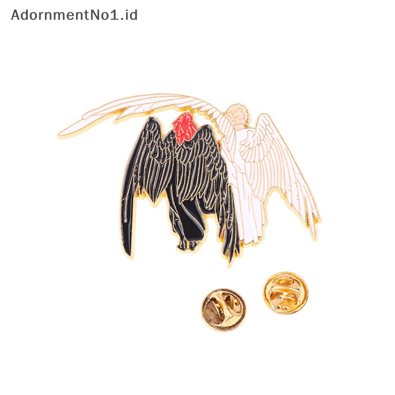 [AdornmentNo1] Bagus Omens suami tidak mudah pecah Angel &amp; setan Hard Metal Pin Angel Demon Badge wijiphale And Crowley Jewelry