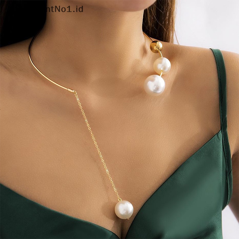 [AdornmentNo1] Elegan pembukaan Adjustable mutiara Choker kalung rantai klavikula Fashion kalung untuk wanita perhiasan pernikahan kerah