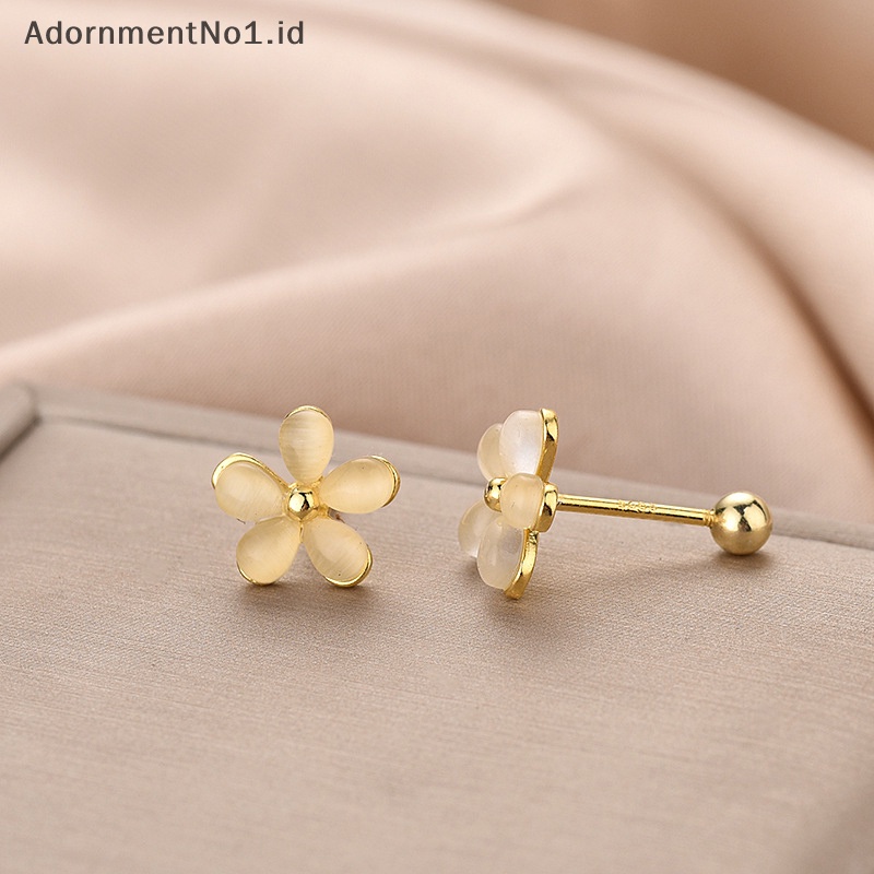 [AdornmentNo1] 1pasang Ins Opal bunga anting untuk wanita telinga tulang kuku Cartilage Earring Spiral Stud tubuh perhiasan hadiah