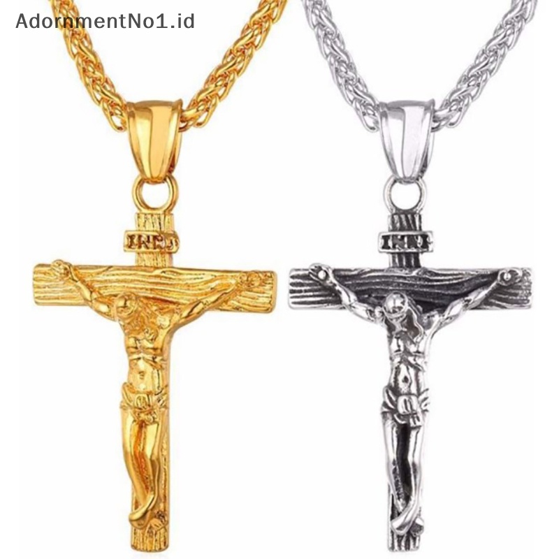 [AdornmentNo1] Fashion pria salib yesus kalung salib perhiasan lapis emas liontin klasik kalung untuk wanita pesta ulang tahun hadiah Anniversary