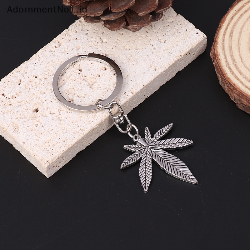 [AdornmentNo1] Gantungan kunci Fashion gantungan kunci logam Keychain perhiasan warna Silver daun Maple liontin