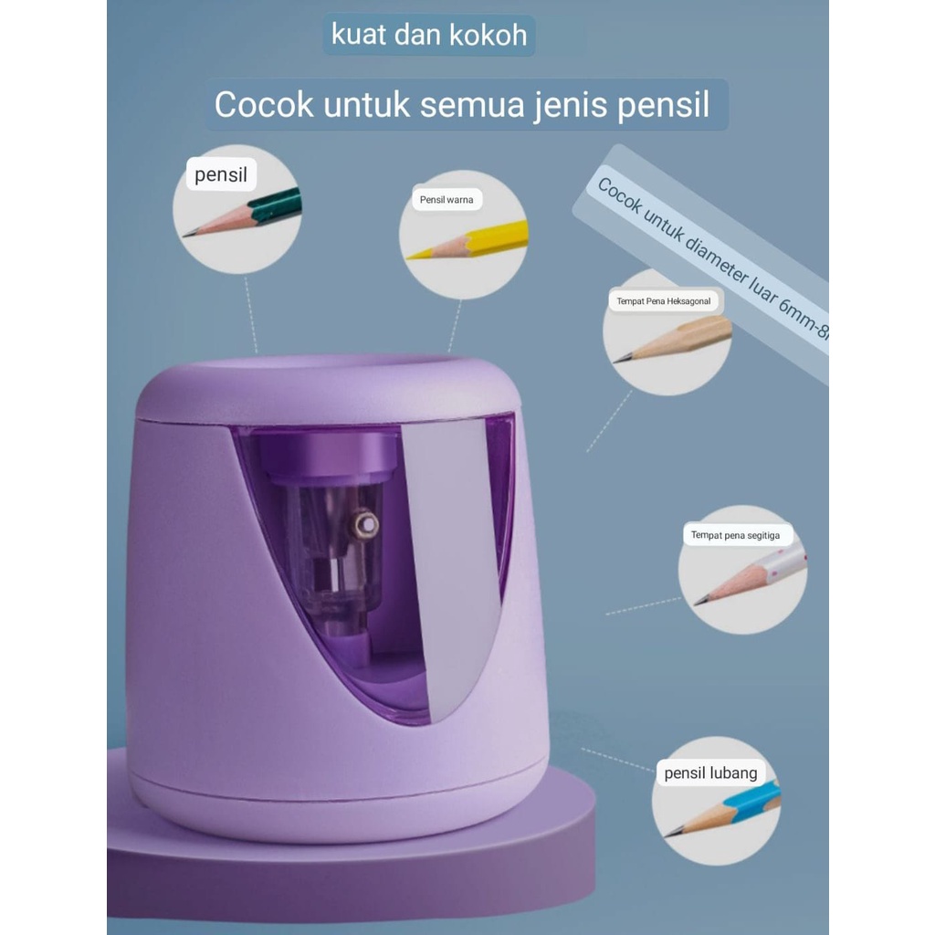 Rautan Asahan Orotan Elektrik  Pencil Sharpener/ Electrik 1 mata / 1 lubang USB / batu Baterai