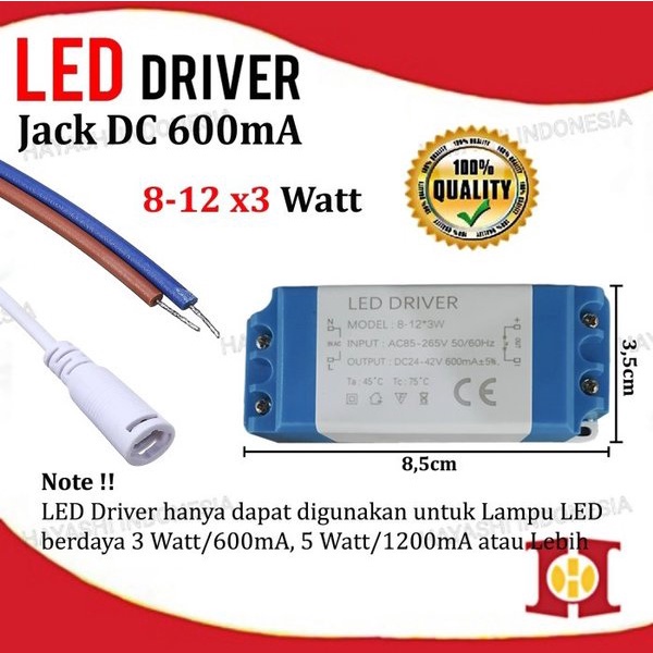 LED Driver Power Supply Downlight 8-12 12-18 18-24 x 3W Watt DC Plug