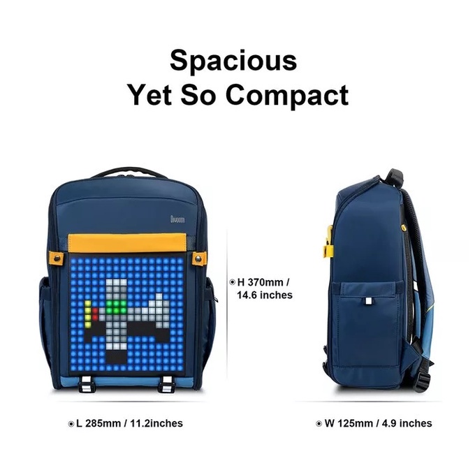 AKN88 - DIVOOM BACKPACK S Customizable Pixel Art LED Display Backpack