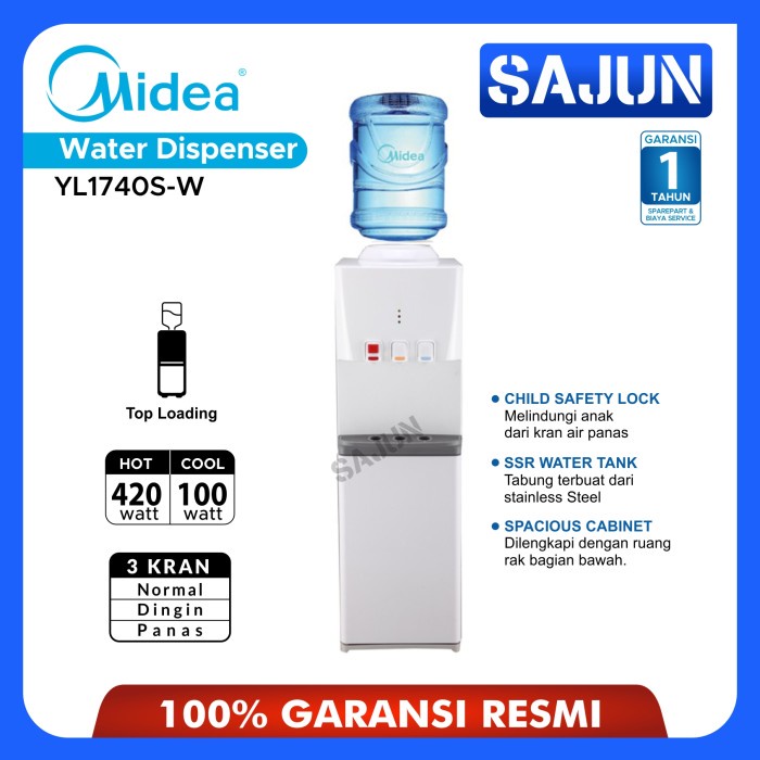 Midea Water Dispenser Top Loading YL1740S-W Dispenser Air Galon Atas