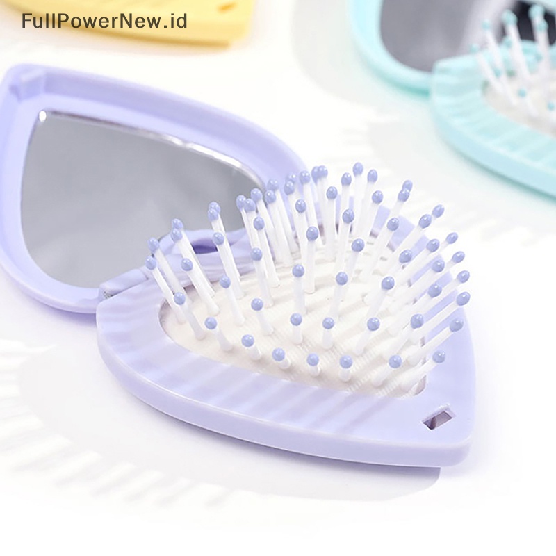Power Mini Portable Lipat Compact Heart Pocket Sikat Rambut Cermin Styling Aksesoris ID