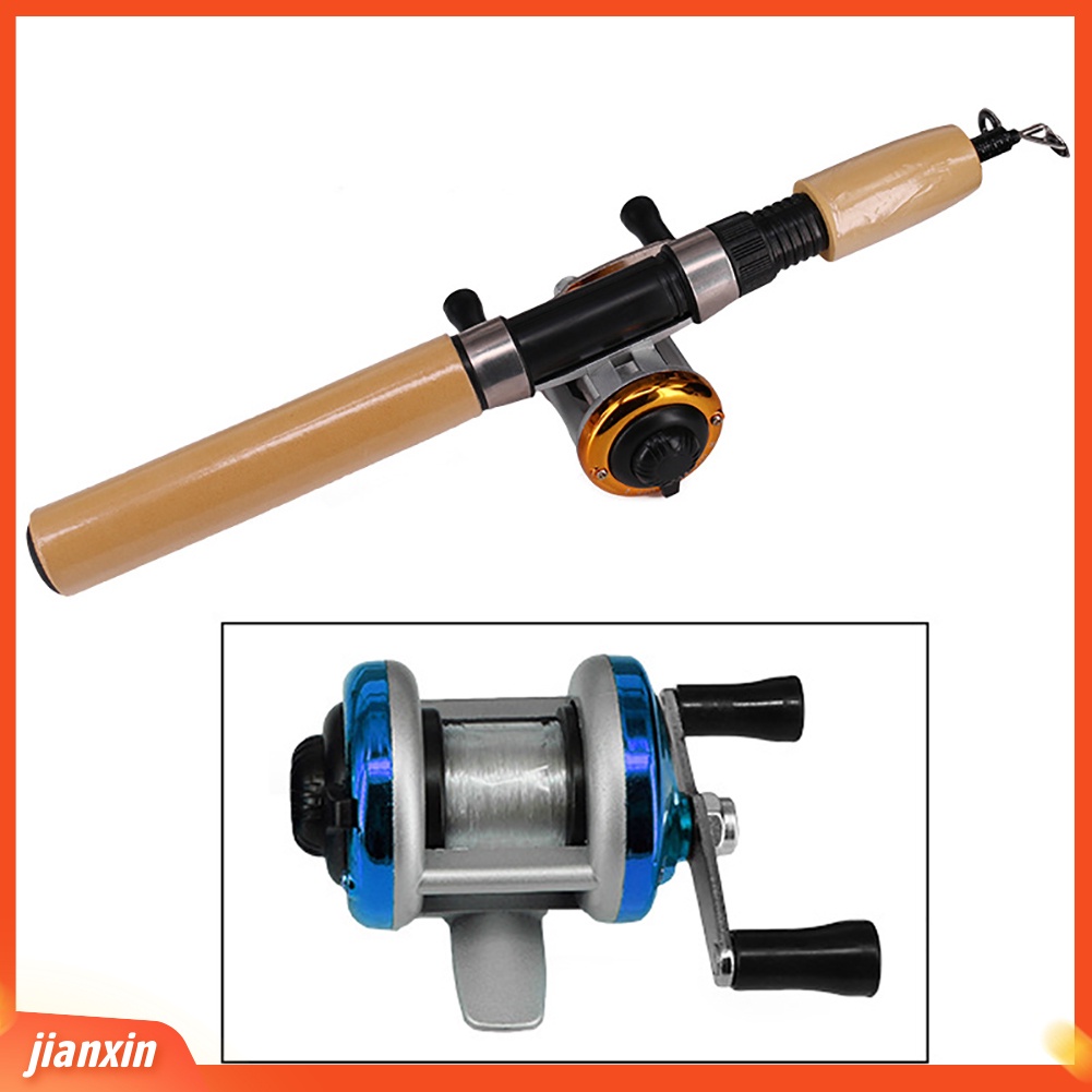 (In Stock) Portable Winter Retractable Ice Fishing Pole Rod Garis Gulungan Berputar Combo Set