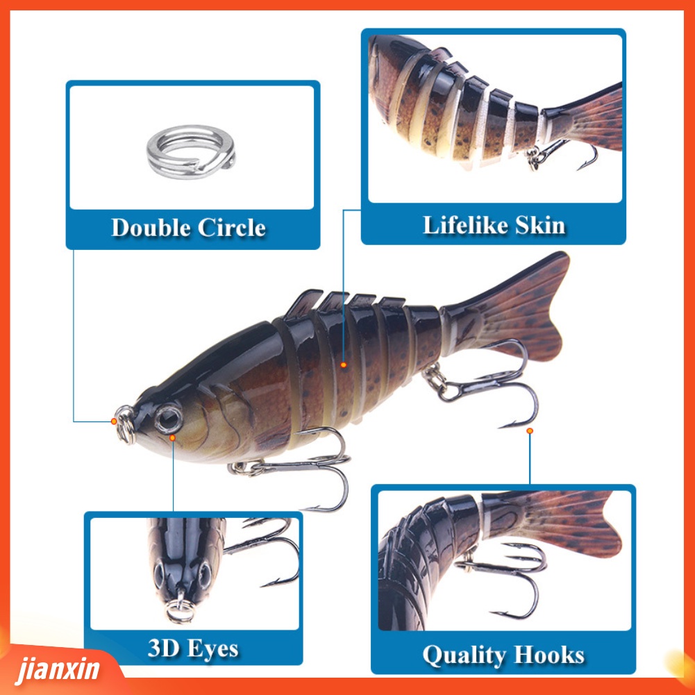 (In Stock) 10cm Stimulasi Air Laut Tawar 7-bagian 2-Hook Umpan Ikan Umpan Engkol