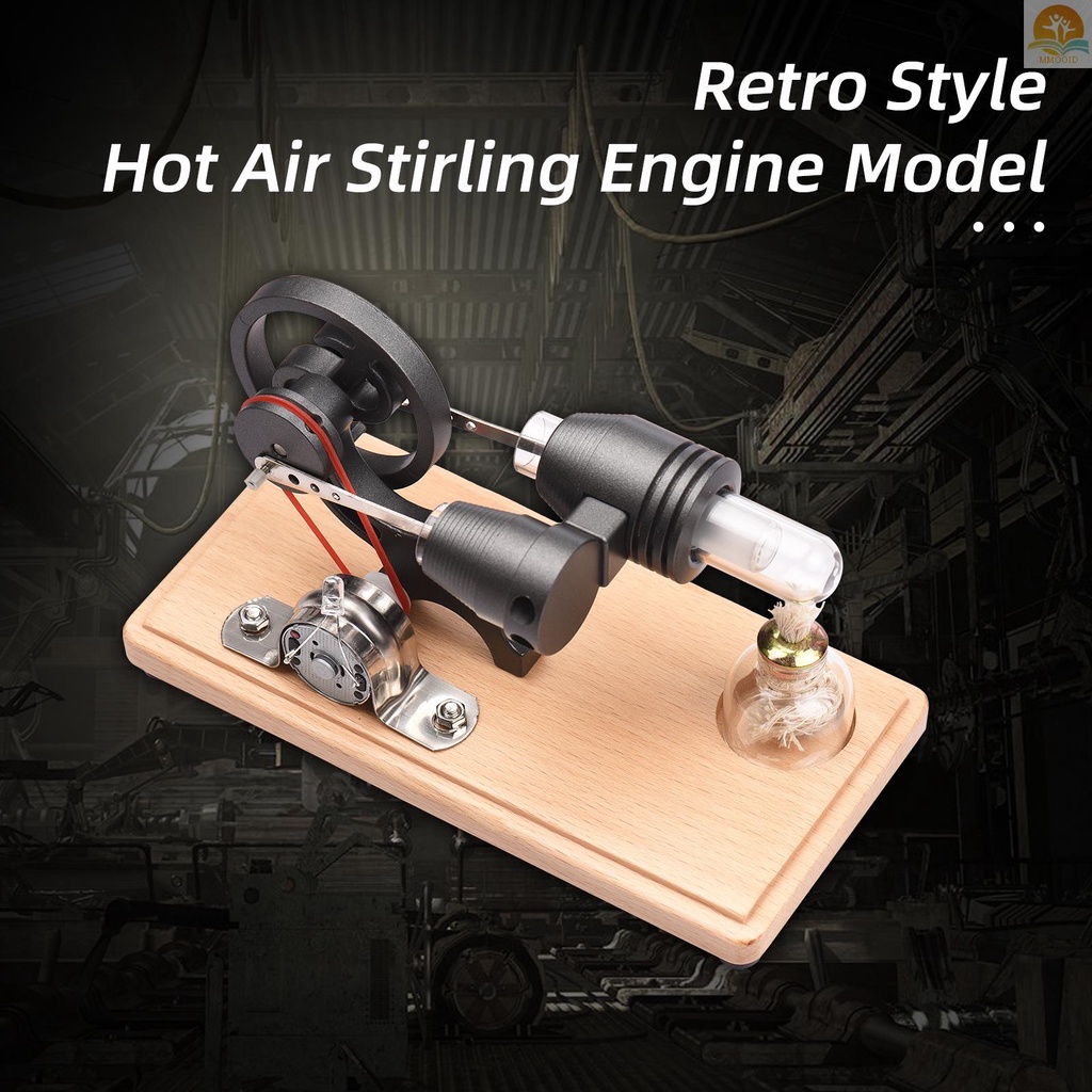 In Stock Mesin Stirling Udara Panas Generator Listrik Model Motor Dengan Lampu LED Desain Roda Gila Dolar Percobaan Sains Dengan Dasar Kayu DIY Edukasi Mainan Untuk Guru Dewasa Ki