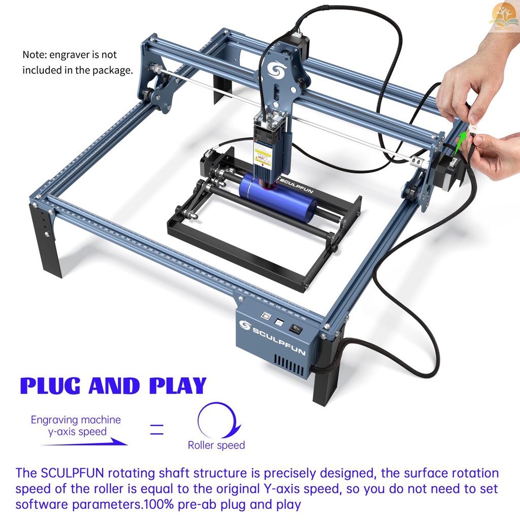 In Stock SCULPFUN Laser Rotary Roller Laser Engraver Y-axis Rotary Roller360° Berputar Untuk Diameter Grafir 6-150mm Berbeda Untuk Kaleng Benda Silinder Grafir Laser