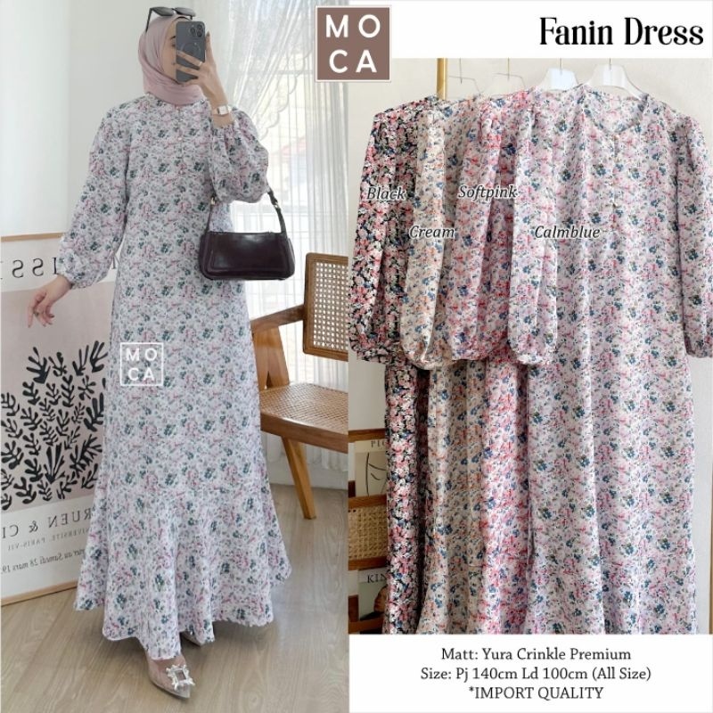 FANIN DRESS ORI MOCA | Ld100 Yura Crinkle Premium