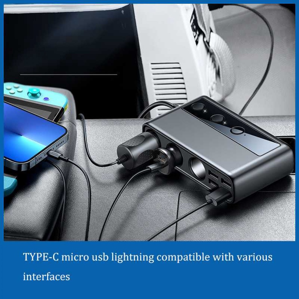 Car Charger Mobil Smartphone 9 Port Lighter Plug USB 3.0QC Type C 154W