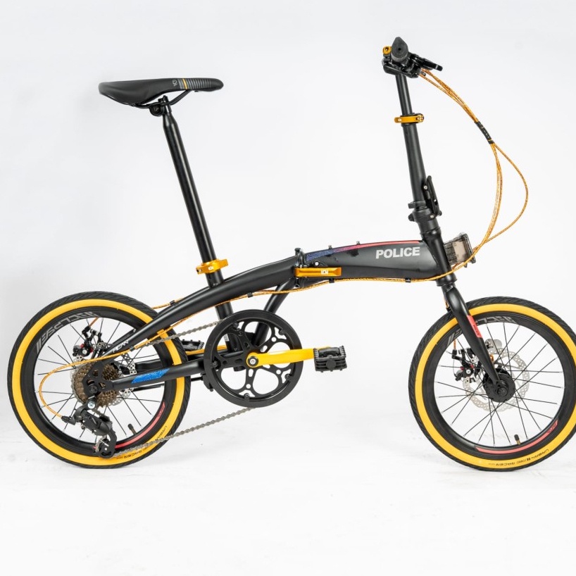 Sepeda lipat 16 inc element police milan rem cakram discbrake 8 speed bisa buat anak remaja dan dewa
