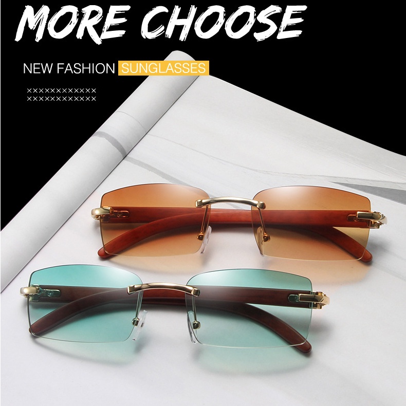 Fashion Square Aesthetic Shades Sunglasses Untuk Wanita/Men Metal Frame Sunglasses Eyewear