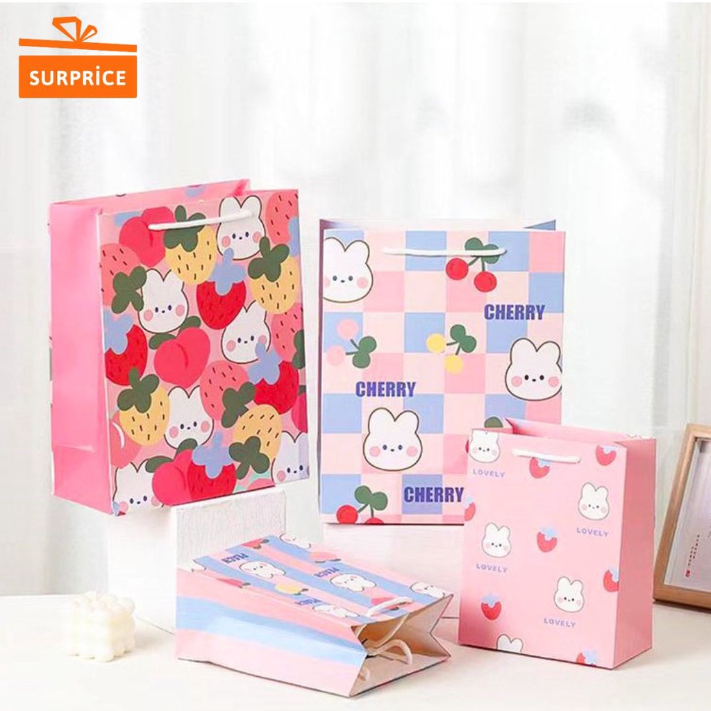 

Surprice Paper Bag Tali Motif Rabbit Lovely 32x26x12cm / Goodie Bag / Tas Kado / Paperbag