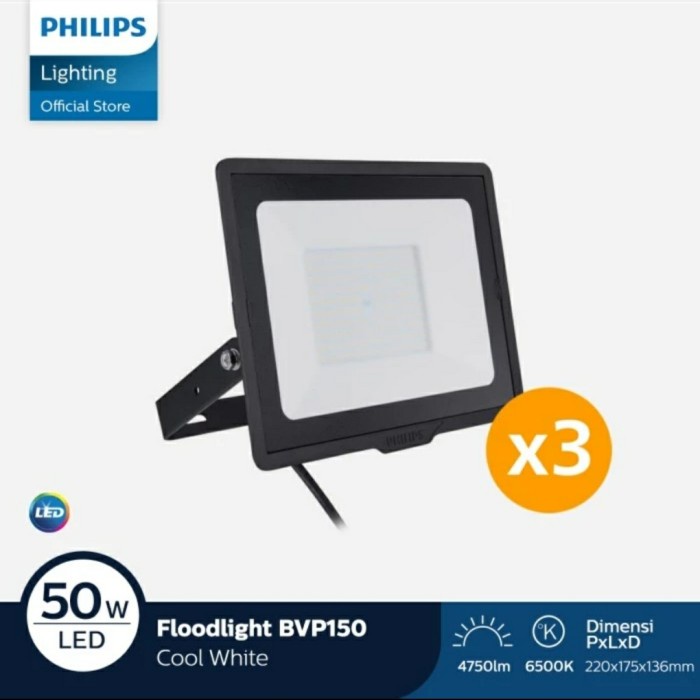 Lampu Sorot LED 50 Watt Philips BVP 150 Flood Light 50W BVP150 Tembak