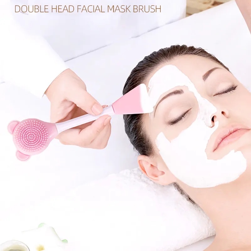 Soft Beauty Women Skin Face Care Makeup Tools/Kuas Masker Wajah/Gel Masker Wajah DIY Double Head Brush/Penggosok Wajah Silikon Pengelupasan/Aplikator Brush Masker Wajah Silikon