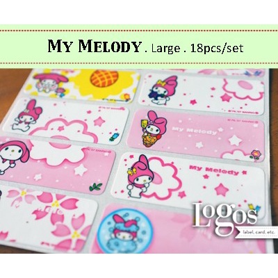 My Melody LARGE Label nama waterproof. Sticker Kuromi Sanrio pink rabbit girl