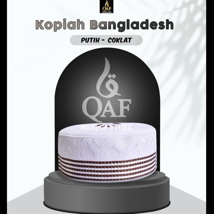 Kopiah Bangladesh Warna Putih - Coklat