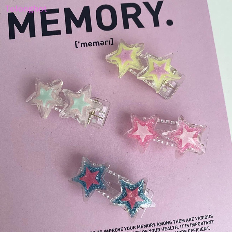 Tolonghot&gt; 1pcs Manis Lucu Warna Campur Bintang Jepit Rambut Y2K Pentagram Jepit Rambut Untuk Anak Perempuan Barrette Aksesoris Rambut Trendi Baru Sumur