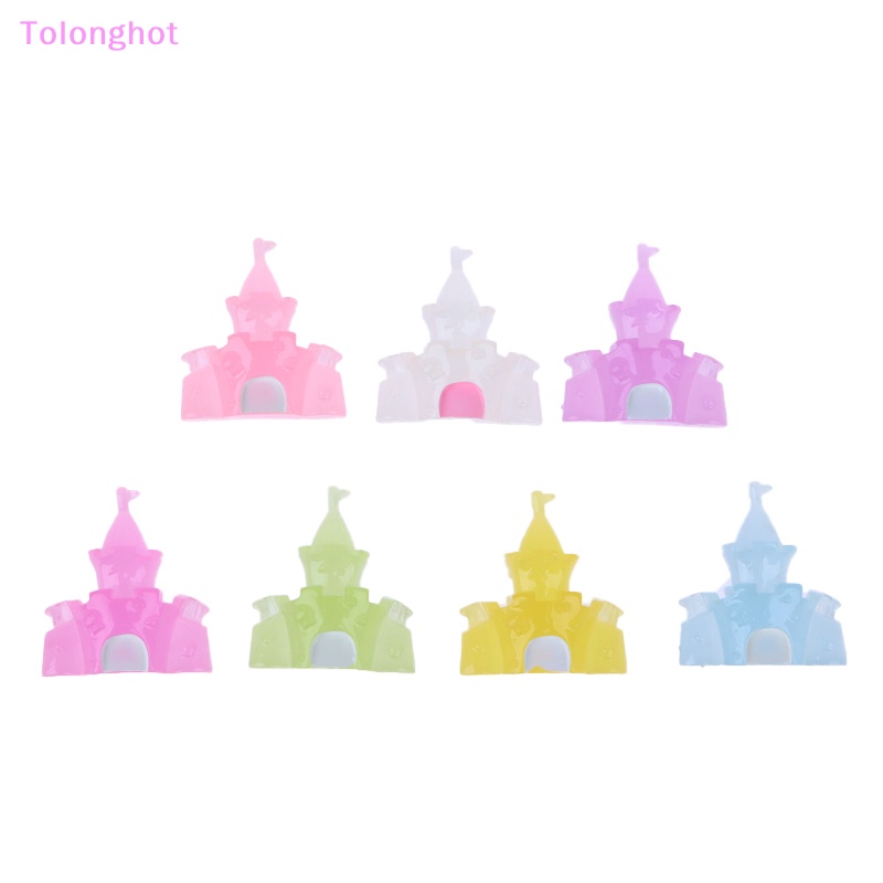 Tolonghot&gt; 2pcs Macaroon Resin Mini Castle Kawaii Aksesoris Patung Mini Miniatur Scrapbooking Flatback Cabochons Perlengkapan Kerajinan DIY P well