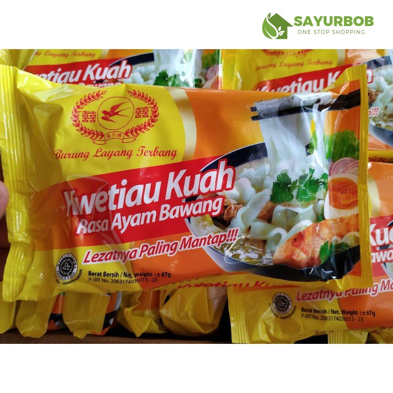 

Kwetiau Kuah Rasa Ayam Bawang 67gr Cap Burung Layang Terbang SayurBob