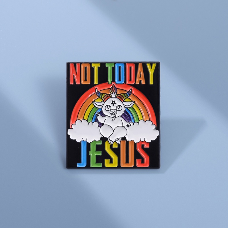 Kreatif Bukan Hari Ini Yesus Enamel Pin Pelangi Awan Pin Kerah Lencana Kartun Perhiasan Hadiah Untuk Teman