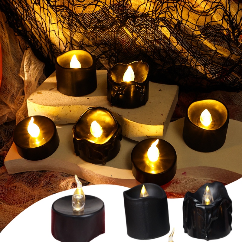 [Fitur] Pencahayaan Dekorasi Natal Halloween/Flameless Electronic Tea Lamp/Prop Suasana Makan Pacaran/Lampu Malam LED Romantis/Lampu Lilin Tenaga Baterai Tombol