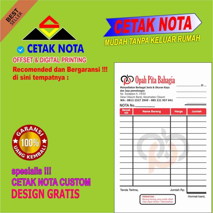 

✨BISA COD✨ -nota custom 1/4F 2 ply (full warna 4 buku)