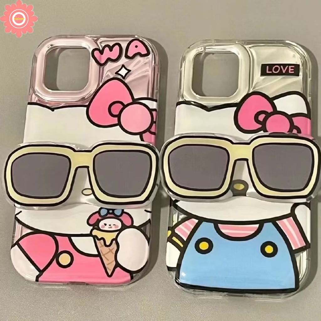 Kreatif Lucu Kacamata Kartun Gadis Super Ponsel Bracket Fashion Kupu-Kupu Lucu Crayon Shin-chan Hello Kitty Manyo Kucing Anjing Universal Scalable Phone Stand Holder