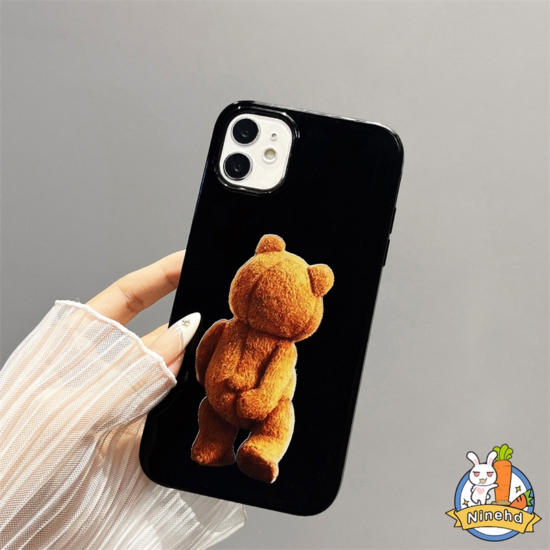 IPHONE Case Ponsel Teddy Bear Pasangan Serasi Untuk Iphone14 13 12 11 Pro Max X Xr Xs Max 8 7 6 6s Plus SE 2020 Empat Sudut Shockproof Case Glossy Soft Silicone Cover Pelindung