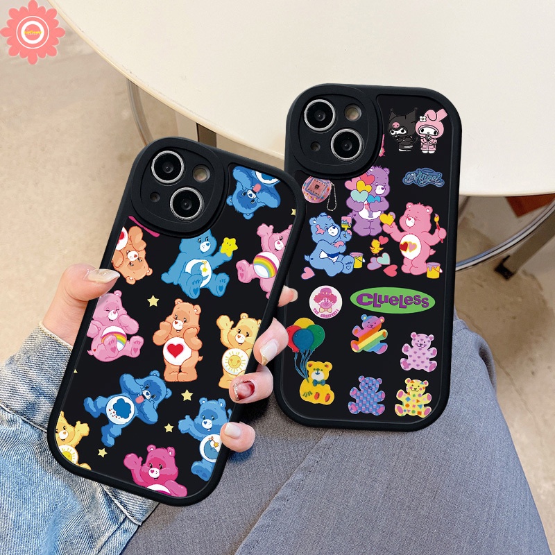 Casing Ponsel Doodle Beruang Warna-Warni Lucu Kompatibel Untuk IPhone 7Plus XR 11 13 12 14 Pro Max 8Plus X XS Max7 8 6s 6 Plus SE 2020 Kartun Kulomi Star Soft Tpu Shockproof Cover