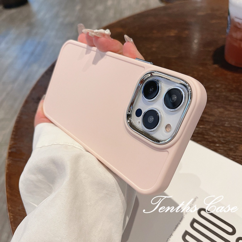 Softcase iphone Untuk Iphone 15 14 13 12 11 Pro Max X Xr Xs Max7 8 Plus Gaya Warna Solid Cincin Lensa Metal